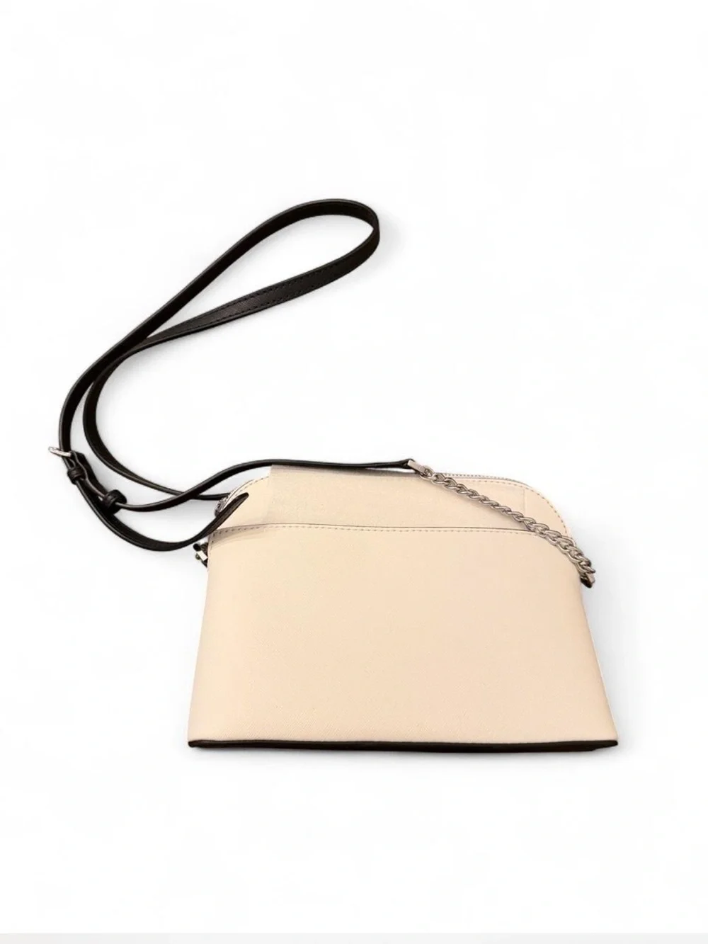 Michael Kors White Crossbody with Black and Gray Center Stripes